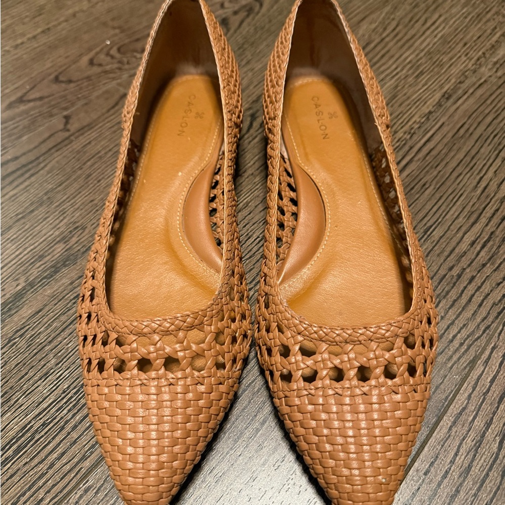 Caslon Tan Woven Leather Flats